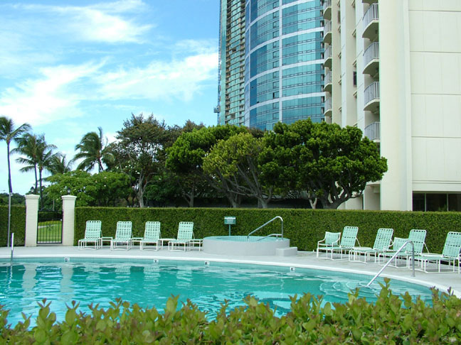 View of the Pool, Spa and Nauru Condo