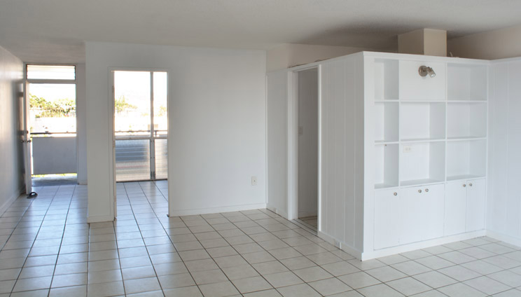 Living room and the front entrance, into the Second Bedroom