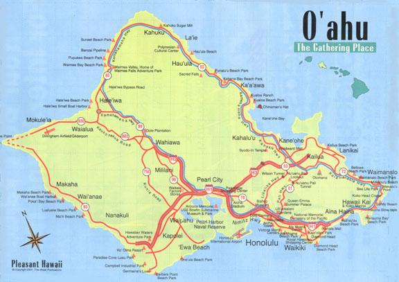 The Island of Oahu Map.